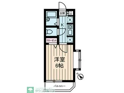 カディカワセIII(1K/2階)の間取り写真
