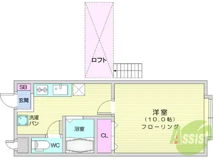 ピュアパレス(1K/1階)の間取り写真