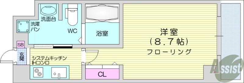 エルスタンザ仙台八幡(1K/5階)の間取り写真