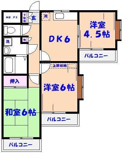 サンヒルズII(3DK/3階)の間取り写真