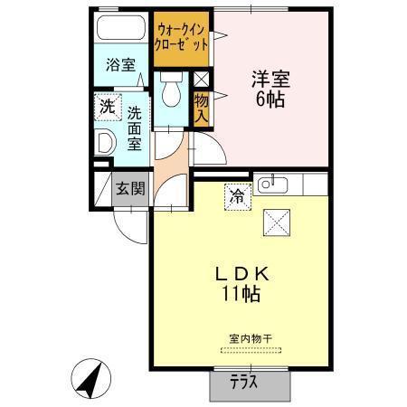 グッドラック高平(1LDK/1階)の間取り写真