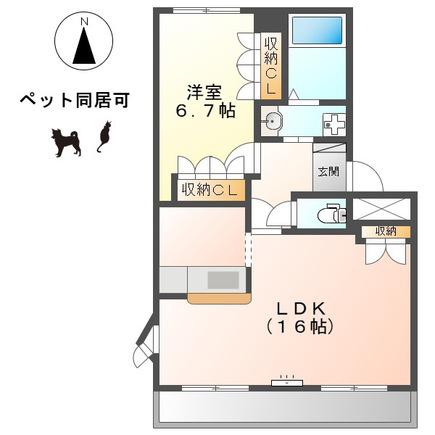 ティアリーダイアモンド(1LDK/3階)の間取り写真