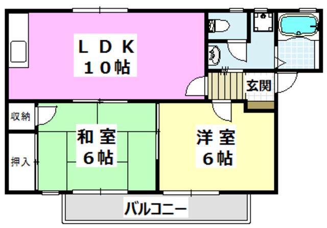 ディアライフ・ミシマ(2LDK/1階)の間取り写真
