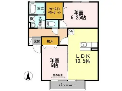 CASA明治北A(2LDK/2階)の間取り写真