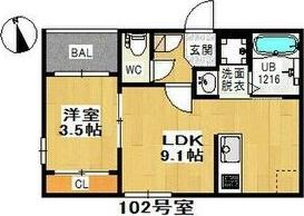 REGALEST PRESTON MORISHITA(1LDK/1階)の間取り写真