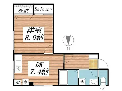 スチールビル(1DK/4階)の間取り写真