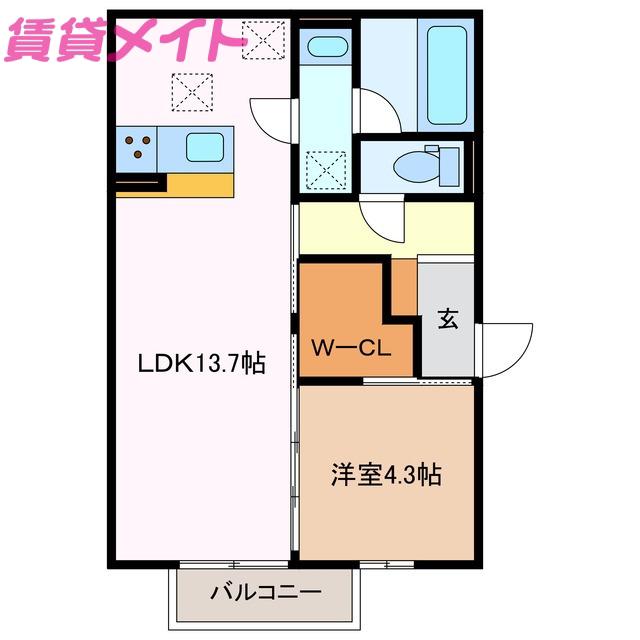 パルミエ III(1LDK/1階)の間取り写真