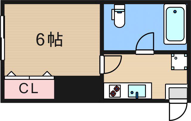 コモド天下茶屋(1K/3階)の間取り写真