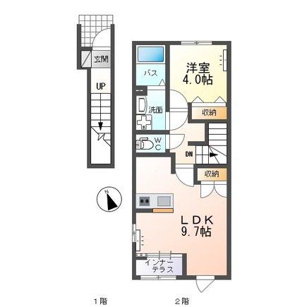 日立市金沢町2丁目アパート(1LDK/2階)の間取り写真