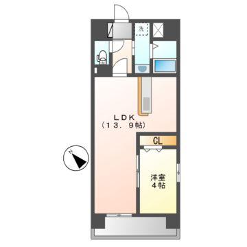 PRIMAL千種LUNO(1LDK/11階)の間取り写真
