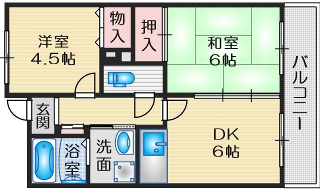 オクト千歳(2DK/4階)の間取り写真