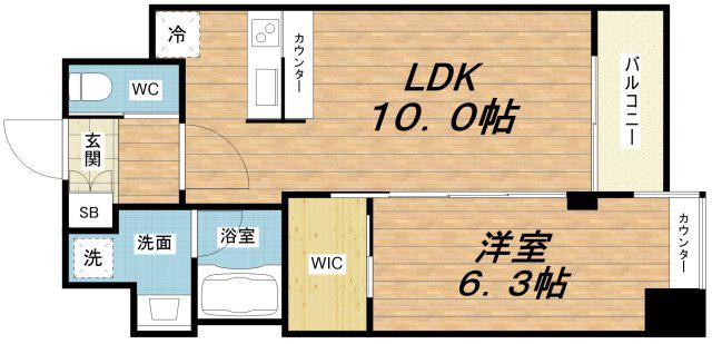 VINOプレジオ本町(1LDK/4階)の間取り写真
