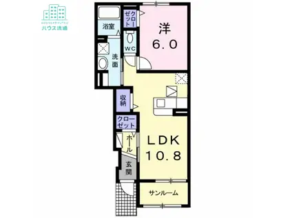 ボンヌール諏訪(1LDK/1階)の間取り写真