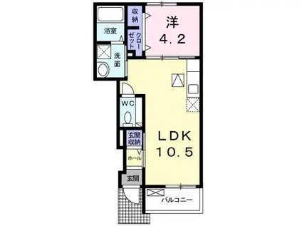 プリムラ カーサ(1LDK/1階)の間取り写真