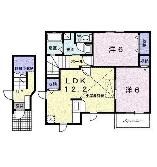 ビップハイツ M-II(2LDK/2階)の間取り写真