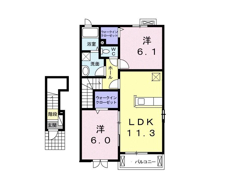 グレイシャス プラス(2LDK/2階)の間取り写真