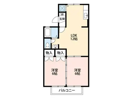 ビィラ・エール(2LDK/1階)の間取り写真