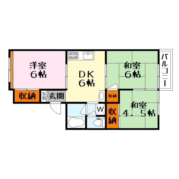 ハイツ北村(3DK/1階)の間取り写真