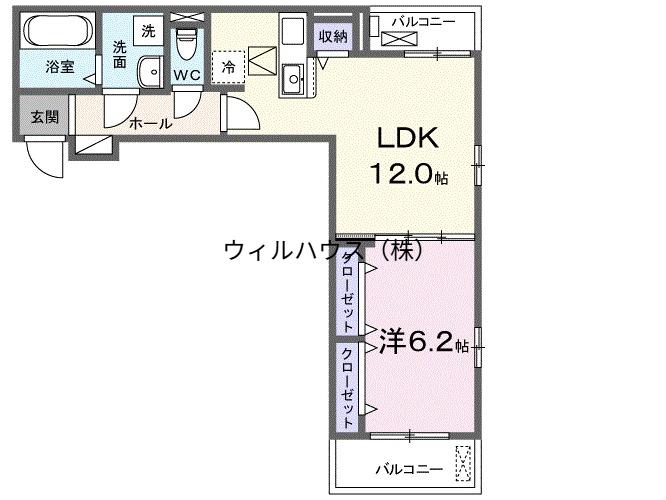 メゾンボヌール(1LDK/1階)の間取り写真