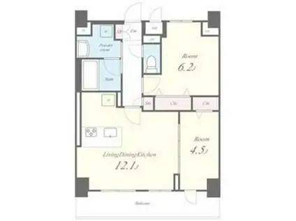 ピノ・アガタ岐阜駅前(2LDK/10階)の間取り写真