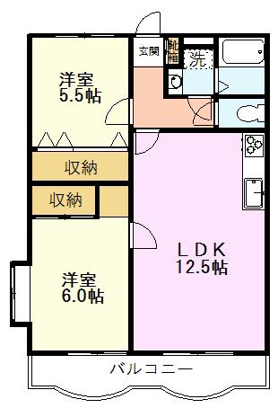 グレースマンション BELLE(2LDK/2階)の間取り写真