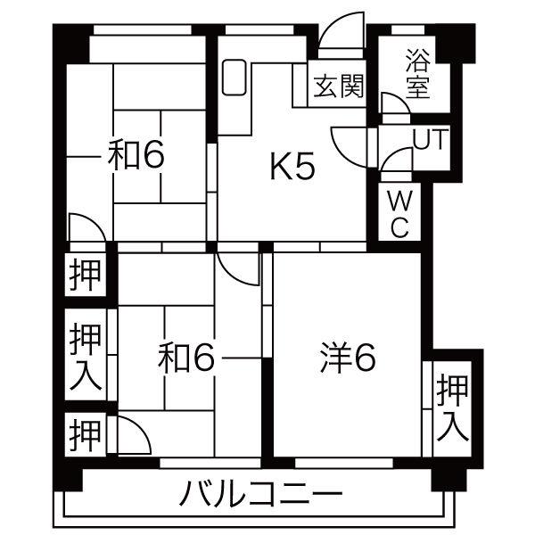 今枝マンション(3DK/1階)の間取り写真