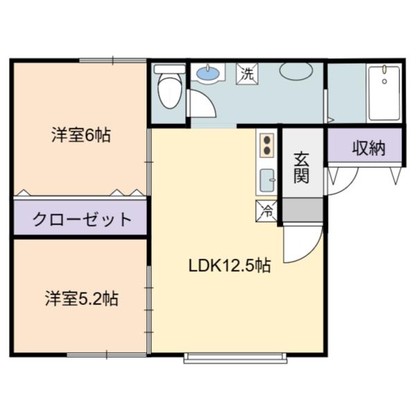 グレース豊栄C(2LDK/2階)の間取り写真