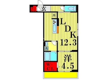 ルリアン保木間(1LDK/3階)の間取り写真