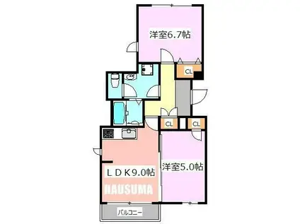 ベレオ尾久(2LDK/1階)の間取り写真