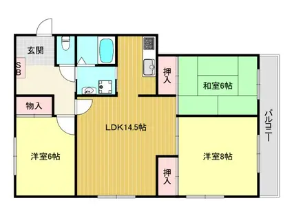 エクセル熊野I・II(3LDK/1階)の間取り写真