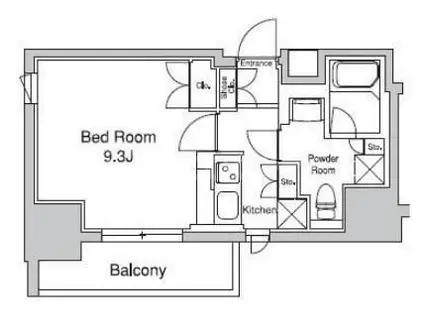 プラウドフラット浅草駒形(1K/3階)の間取り写真