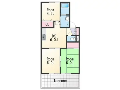 プリシェールK(3DK/1階)の間取り写真