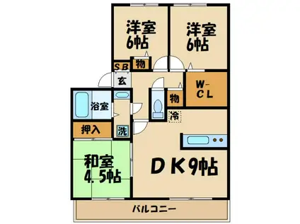 フォーレストヒルズII(3DK/2階)の間取り写真