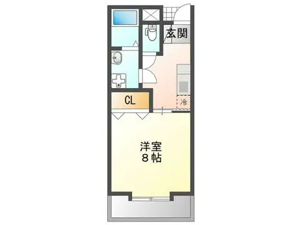 フォーシーズン青葉(1K/2階)の間取り写真