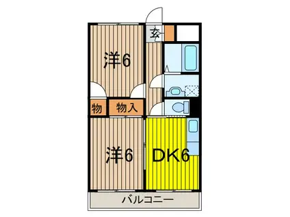 クローネ川口(2DK/1階)の間取り写真