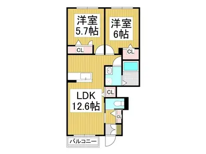 シャーメゾン青木島(2LDK/1階)の間取り写真