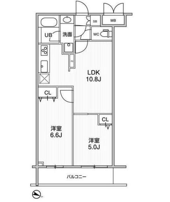 LIME RESIDENCE HIKIFUNE(2DK/2階)の間取り写真