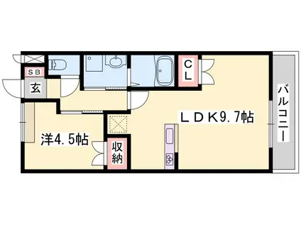 モン・シェリー(1LDK/1階)の間取り写真