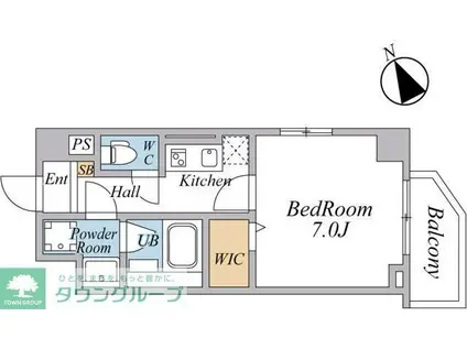 スカイグランデ船橋(1K/3階)の間取り写真