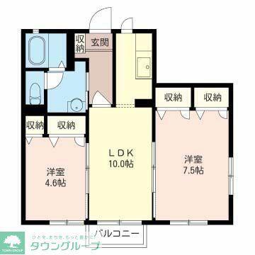 エクレール(2LDK/2階)の間取り写真