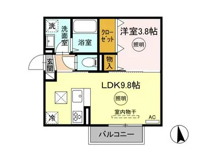 COZY COURT下曽根(1LDK/1階)の間取り写真