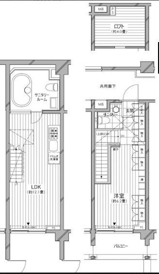 カスタリア麻布十番七面坂(1LDK/1階)の間取り写真