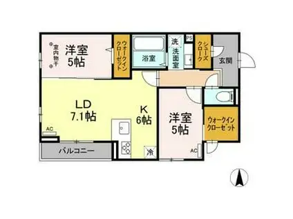 グランディール六丁の目(2LDK/3階)の間取り写真