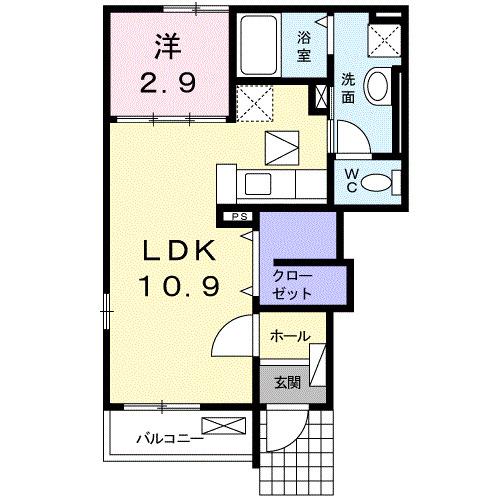 ベル・イリーデA(1LDK/1階)の間取り写真