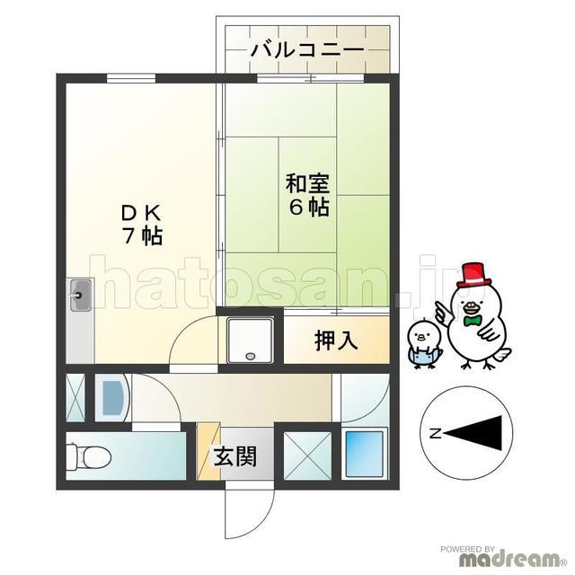 島津山MFLATS(1DK/1階)の間取り写真