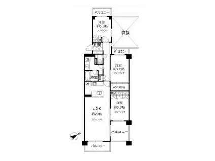 テラス本八幡(3LDK/3階)の間取り写真