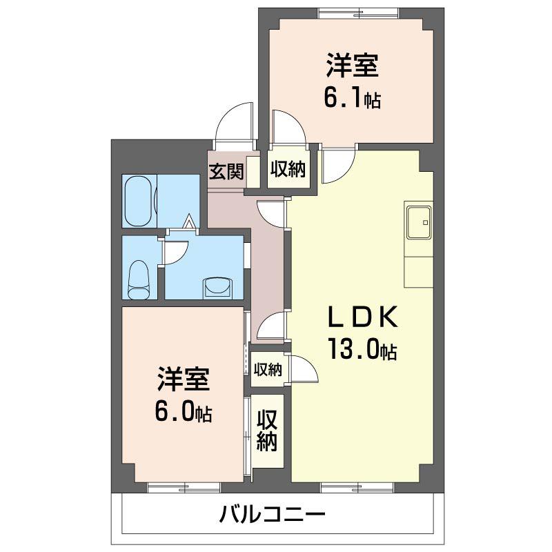ウッディベル弐番館(2LDK/2階)の間取り写真