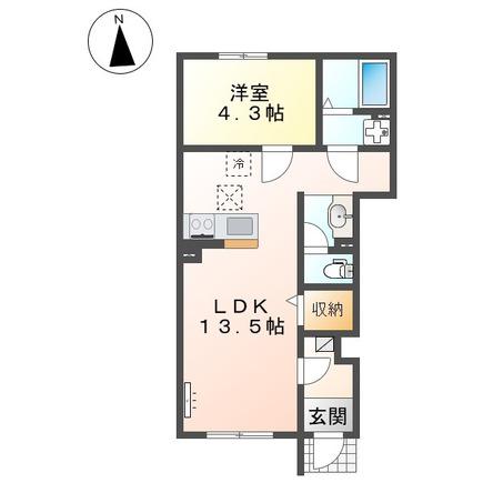 リバーヒルズ大津町 1LDK2LDK(1LDK/1階)の間取り写真