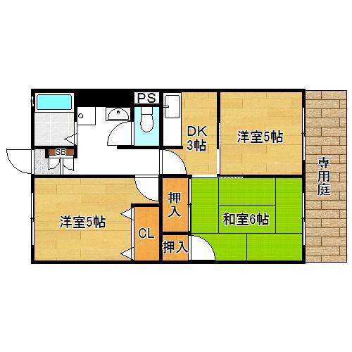 クレストK(3DK/1階)の間取り写真