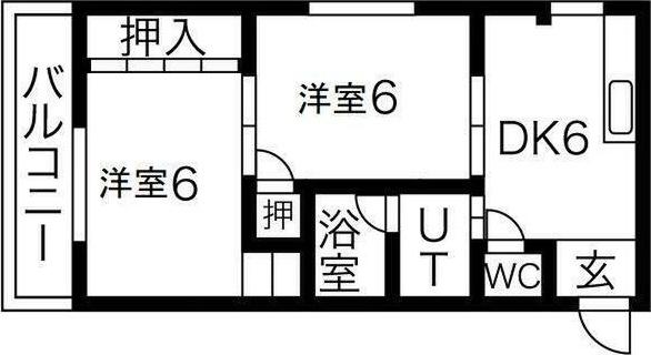 ラフィーネ三国(2DK/3階)の間取り写真